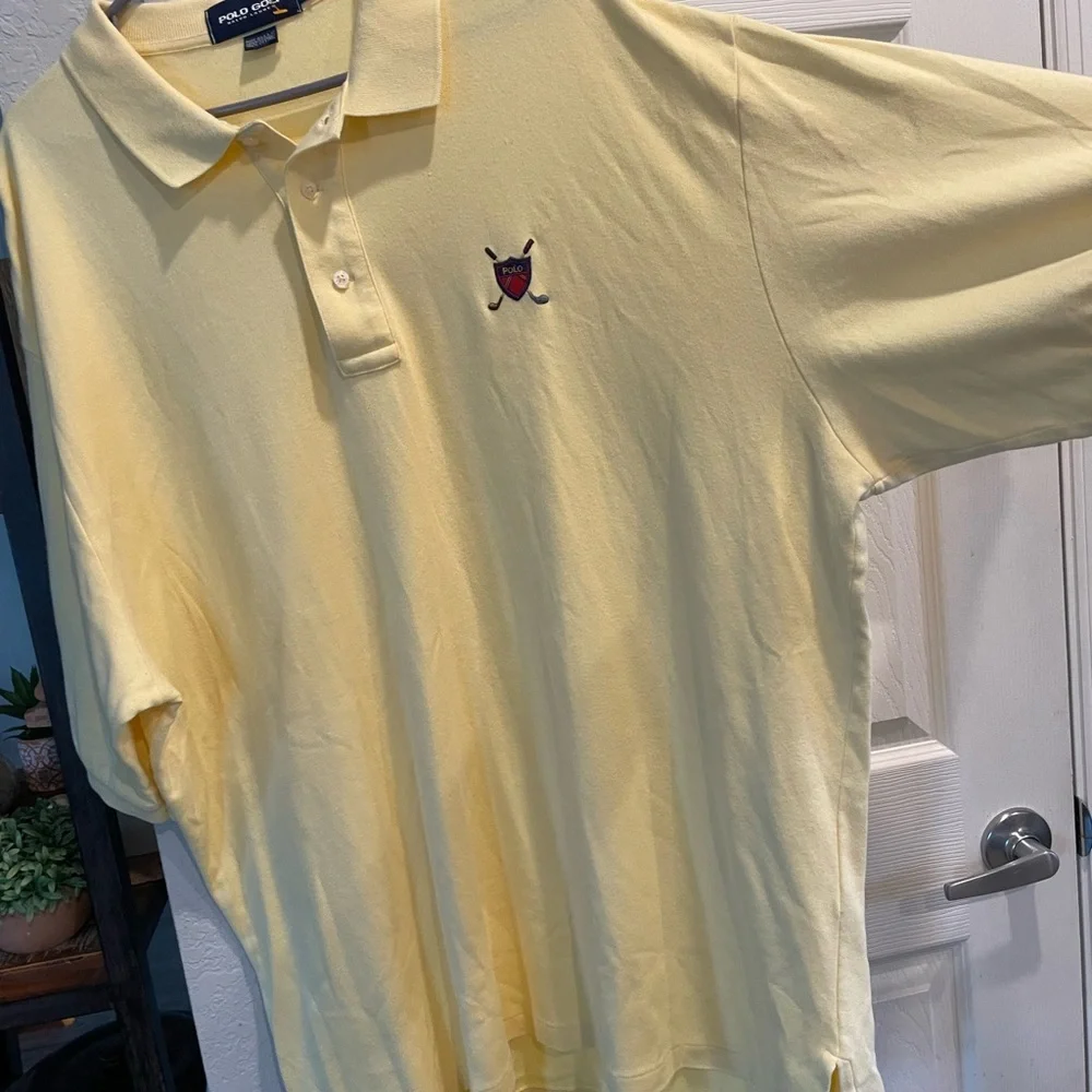 Polo Golf Ralph Lauren Pastel Yellow Short Sleeve golf polo short w plaid crest